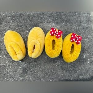 Hard to find His and Hers Disney Yellow Plush Slippers BNWT